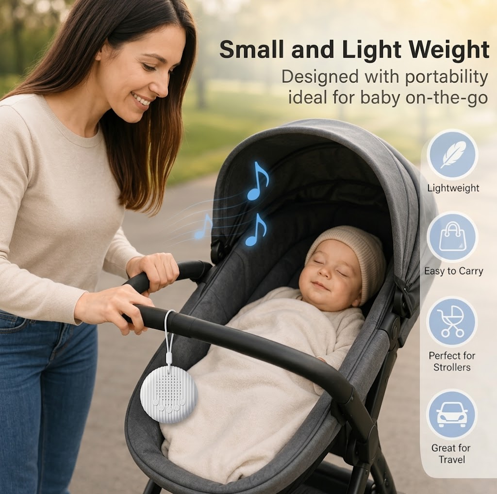 Q3 Portable Baby White Noise Machine – 10 Sounds, Rechargeable